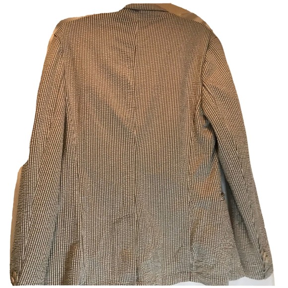 Zara Linen Blend Unstructured Seersucker Academia Blazer Neutral Beige size XL - Picture 7 of 9
